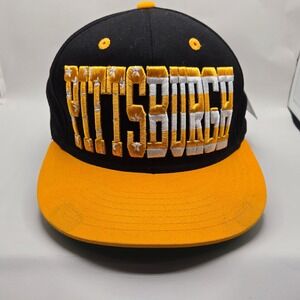 Pittsburgh Snapback Cap Black Yellow Embroidered KBETHOS Adjustable Hat